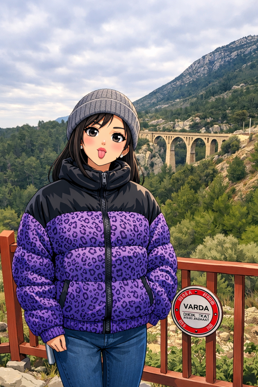 Making silly faces at world-class(?) views - anime