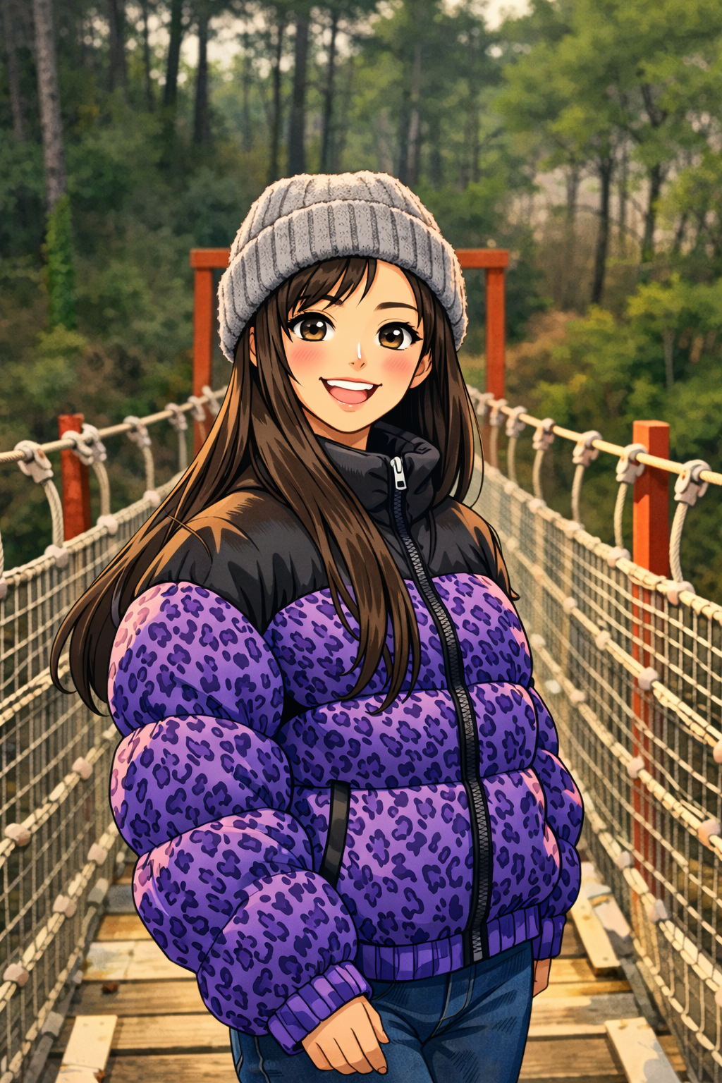 She crosses bridges and lights up forests - anime