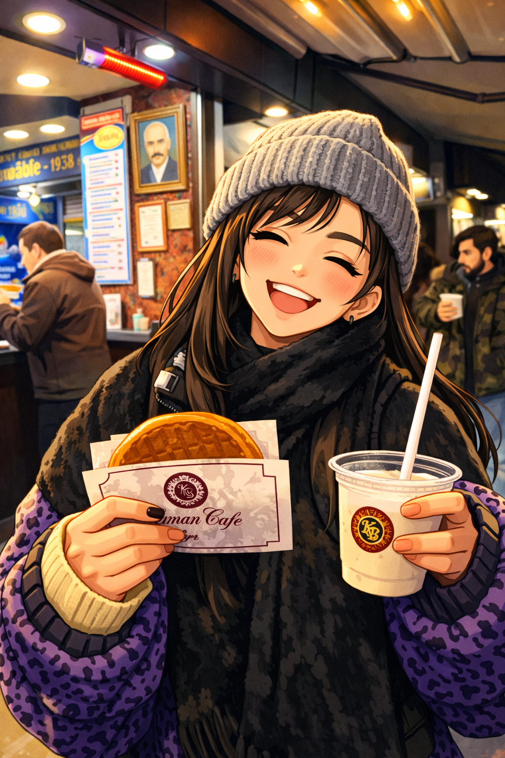 Happiest with street food in both hands - anime