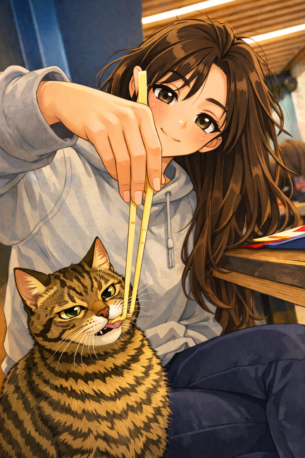 Chopsticks, a cat, and zero regrets - anime